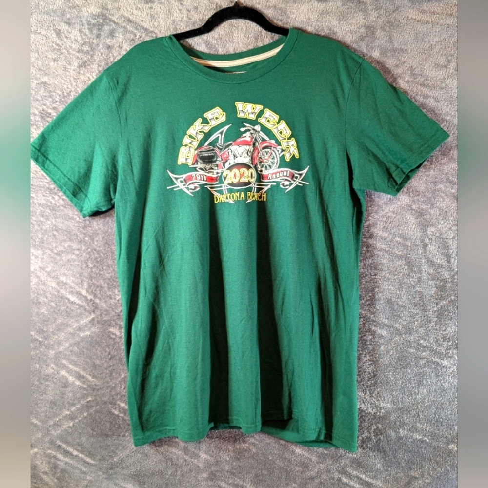 Hunter Green Bike Week Daytona Beach 2020 Logo Men's T-shirt  Short Sleeve Large